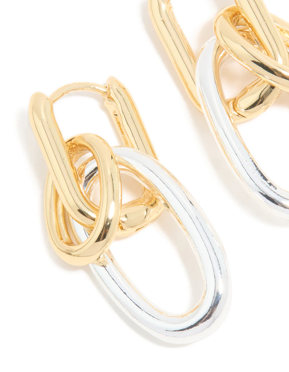 Mixed Metal Plated Chain Link Drop Earrings - Image 4