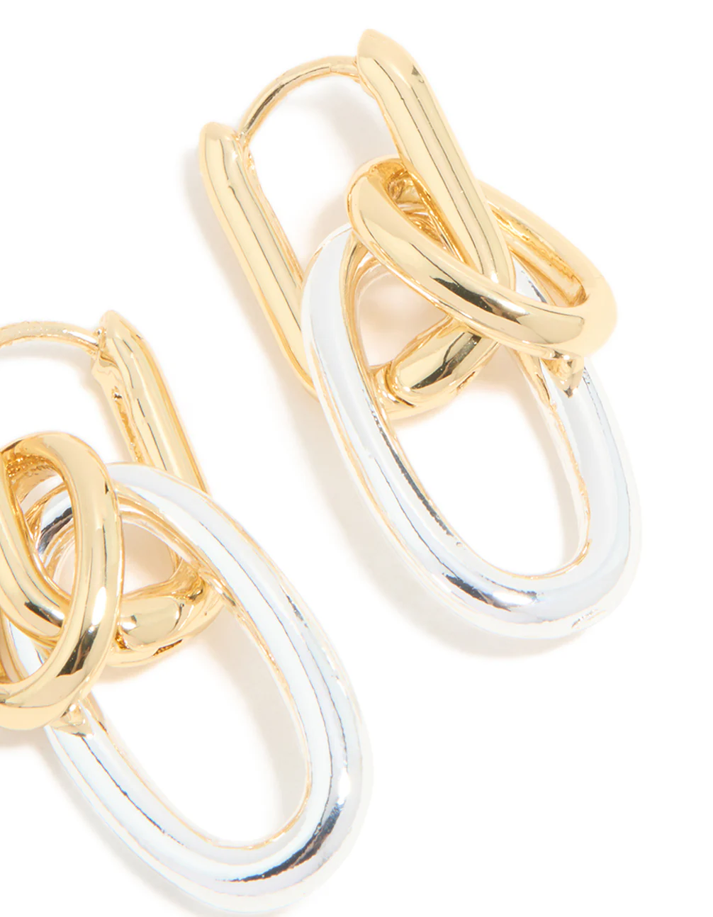 Mixed Metal Plated Chain Link Drop Earrings - Image 5