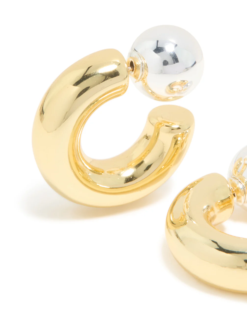 Mixed Metal Plated Chubby Ball Hoop Earrings - Image 4
