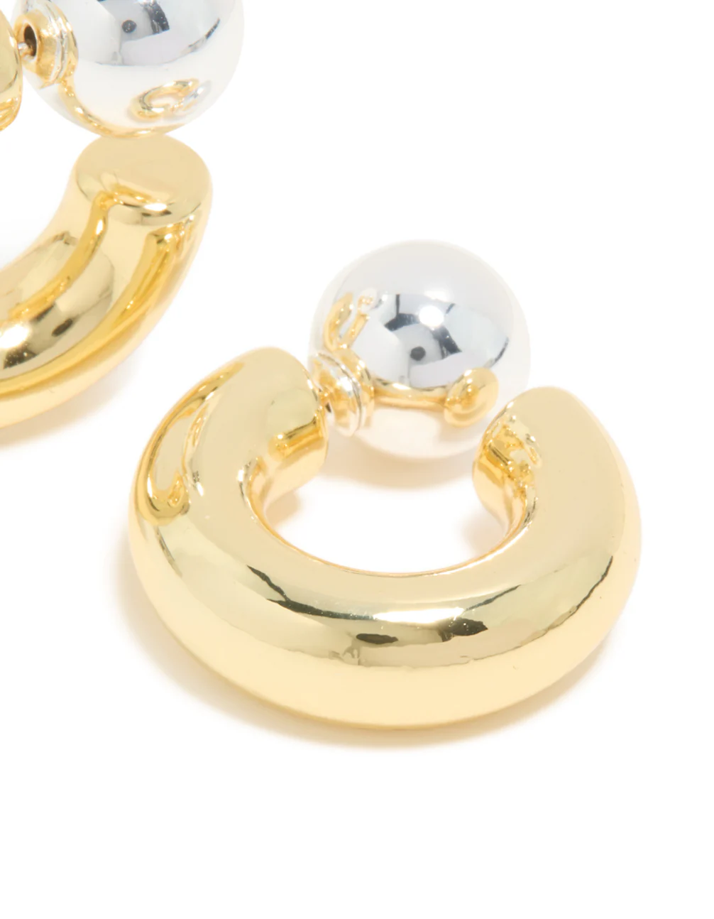 Mixed Metal Plated Chubby Ball Hoop Earrings - Image 5