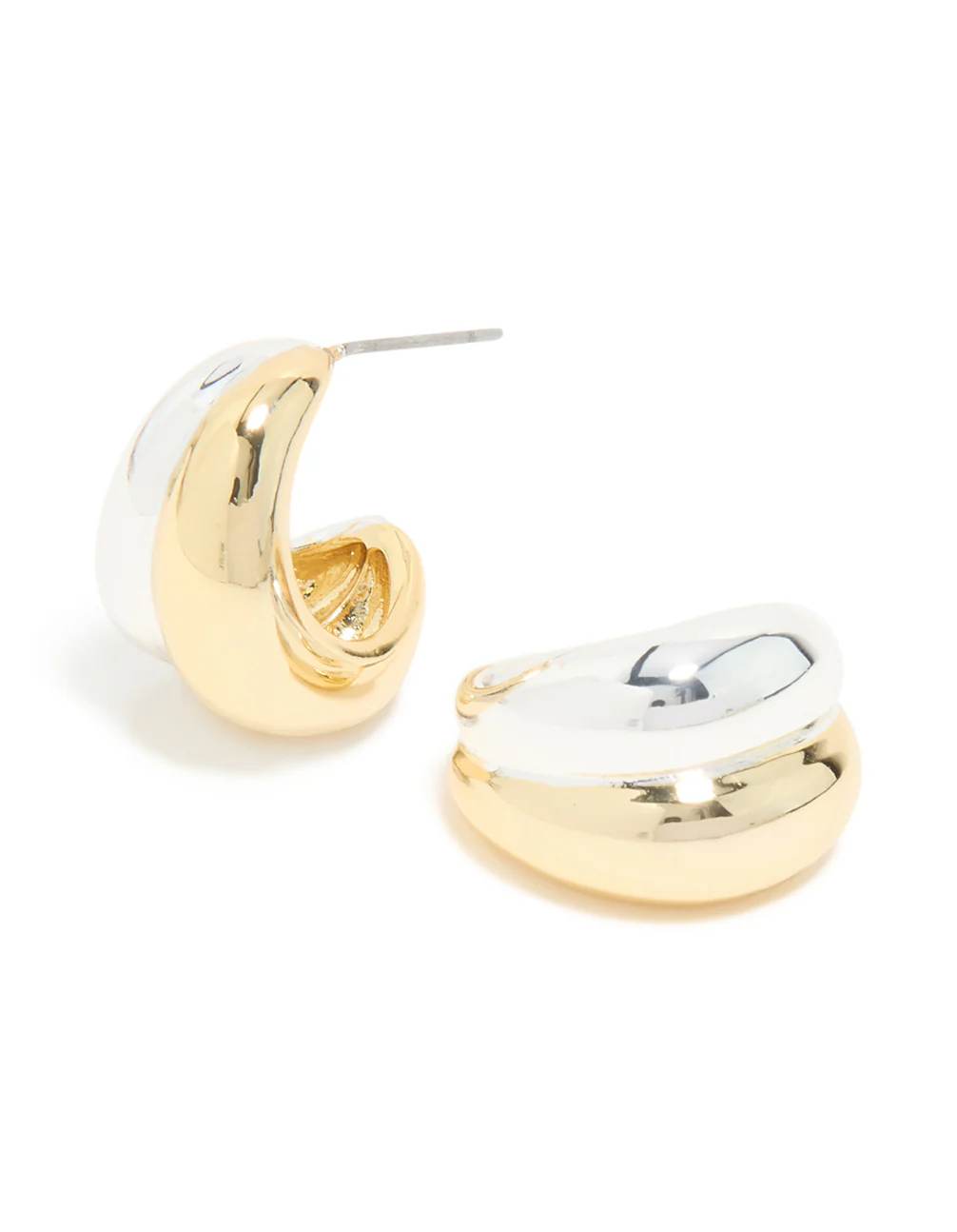 Mixed Metal Plated Chubby Stud Earrings - Image 2