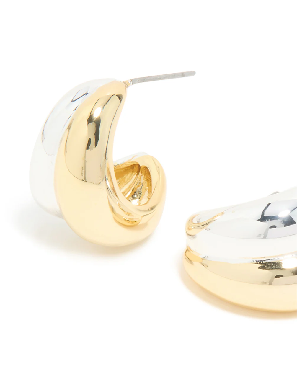 Mixed Metal Plated Chubby Stud Earrings - Image 4