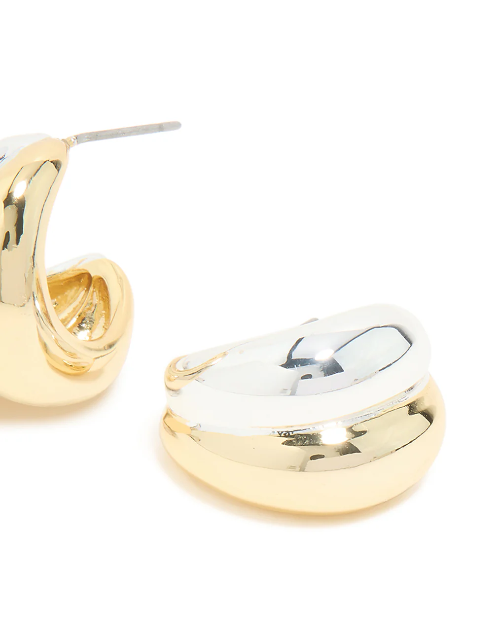 Mixed Metal Plated Chubby Stud Earrings - Image 5