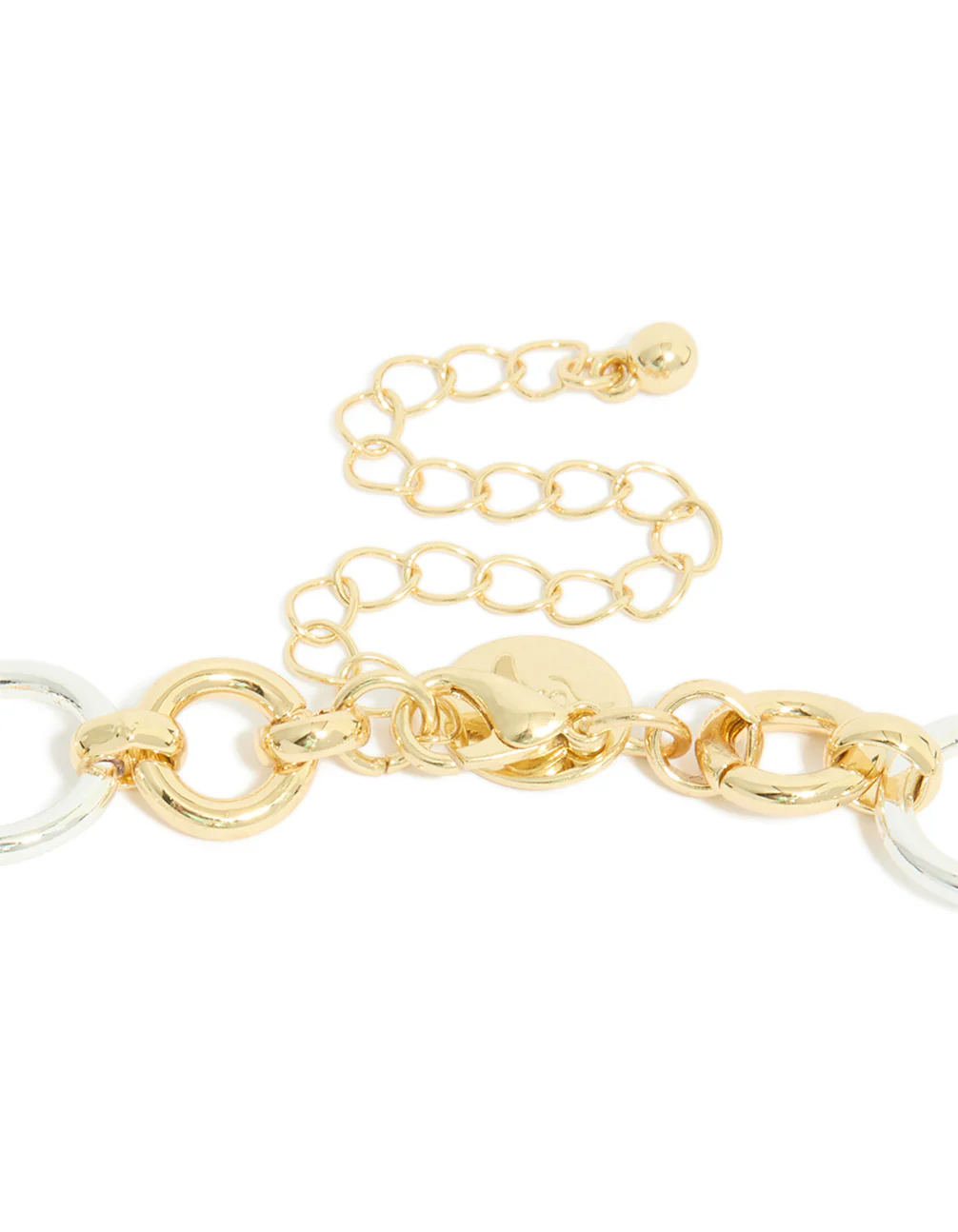 Mixed Metal Plated Circle Link Y-Necklace - Image 3