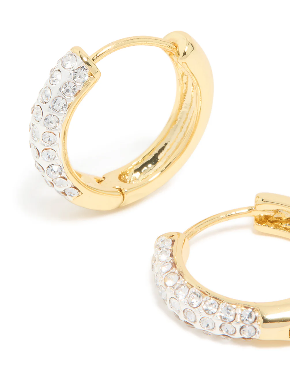 Mixed Metal Plated Classic Diamante Hoop Earrings - Image 4