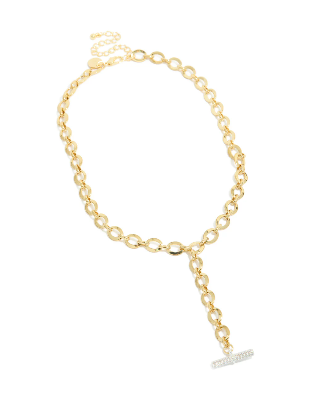 Mixed Metal Plated Cubic Zirconia Bar Chain Y-Necklace - Image 2