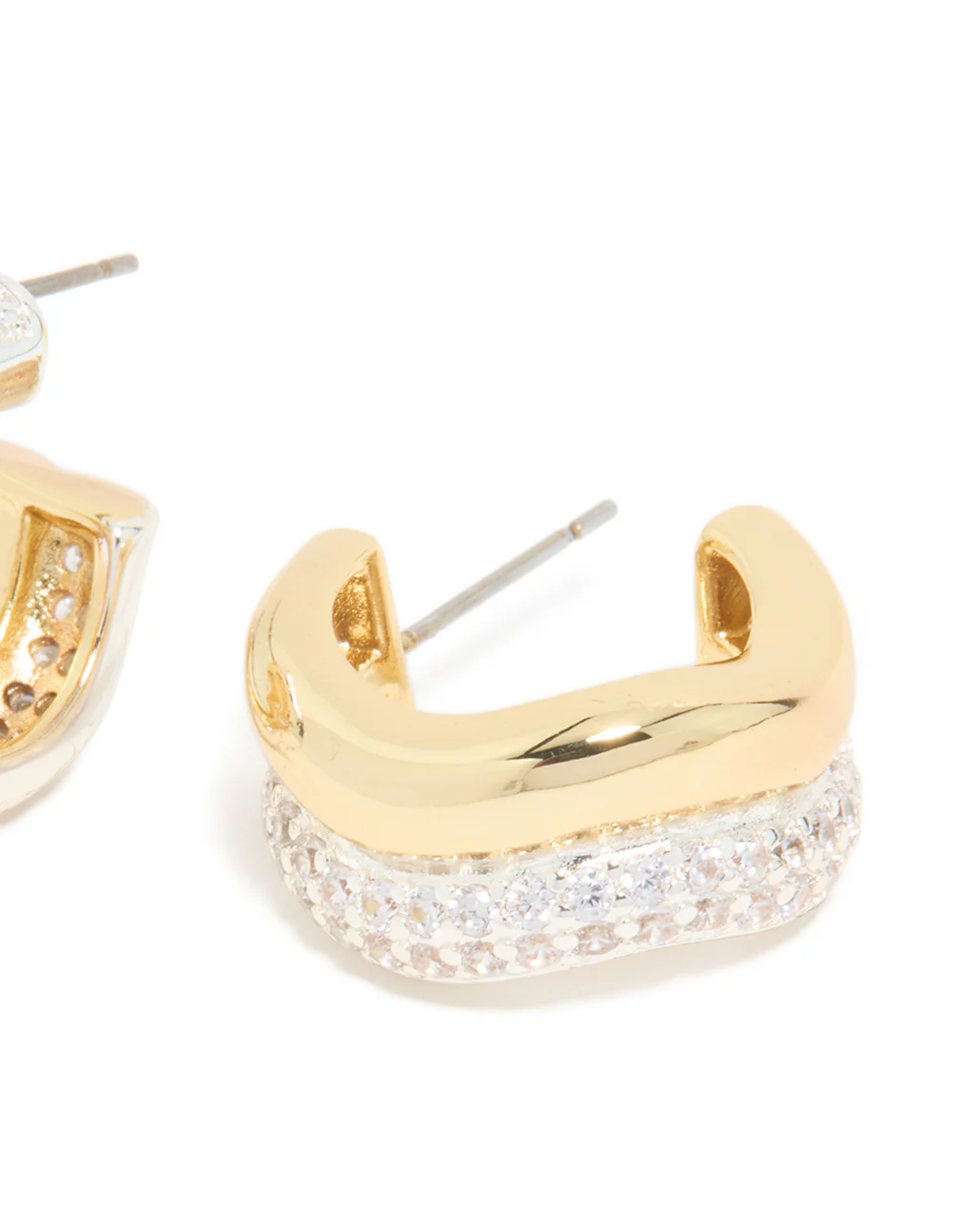 Mixed Metal Plated Cubic Zirconia Double Wave Earrings - Image 5