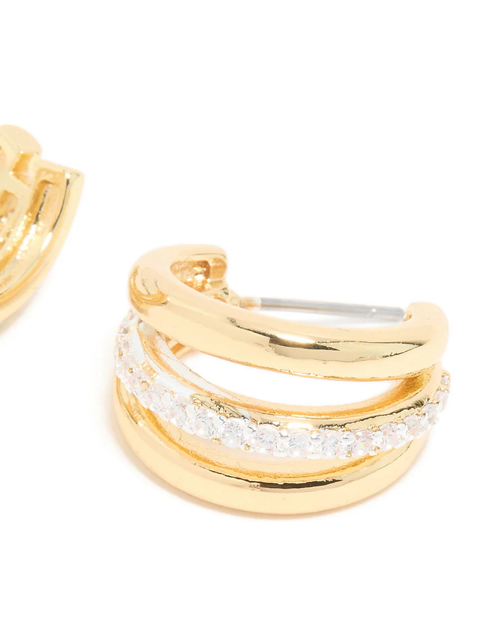Mixed Metal Plated Cubic Zirconia Pavé Illusion Hoop Earrings - Image 5