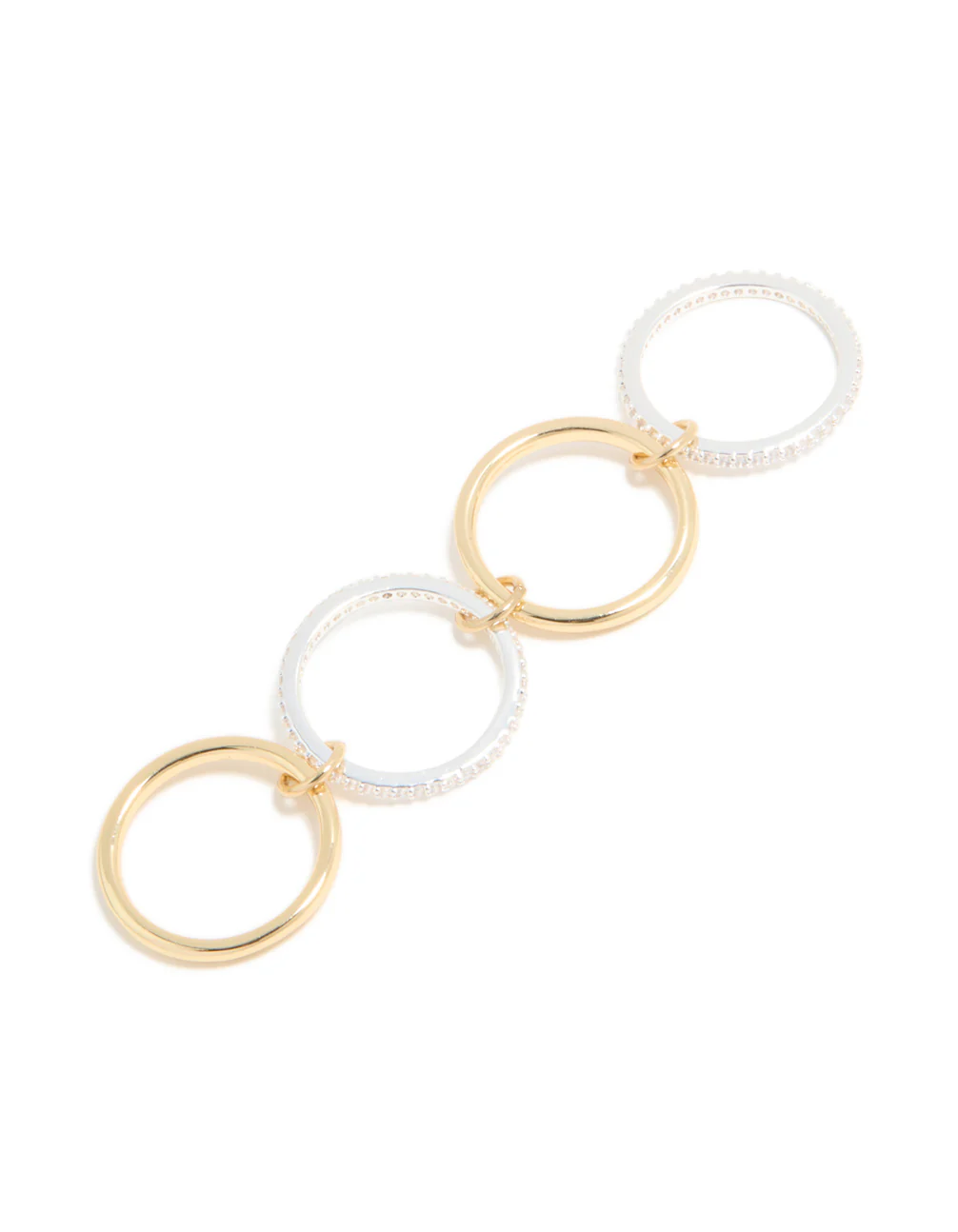 Mixed Metal Plated Cubic Zirconia Pavé Linked Ring Set - Image 2