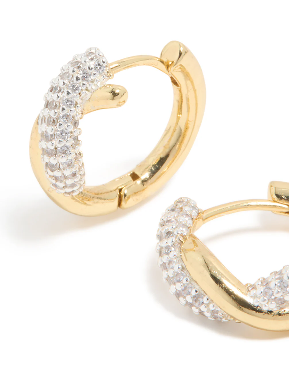 Mixed Metal Plated Cubic Zirconia Small Knot Hoop Earrings - Image 4