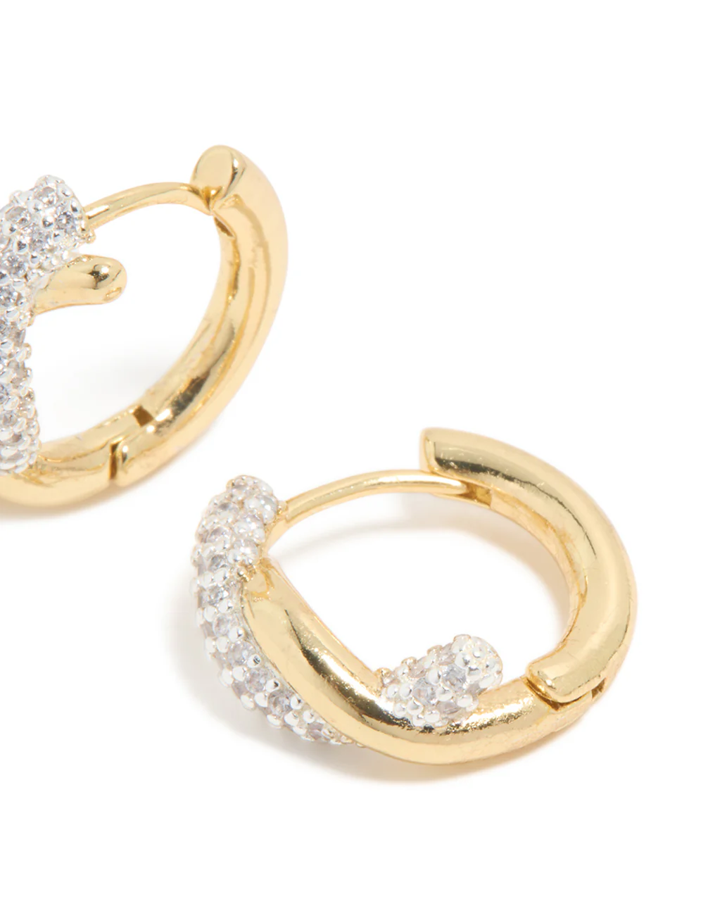 Mixed Metal Plated Cubic Zirconia Small Knot Hoop Earrings - Image 5