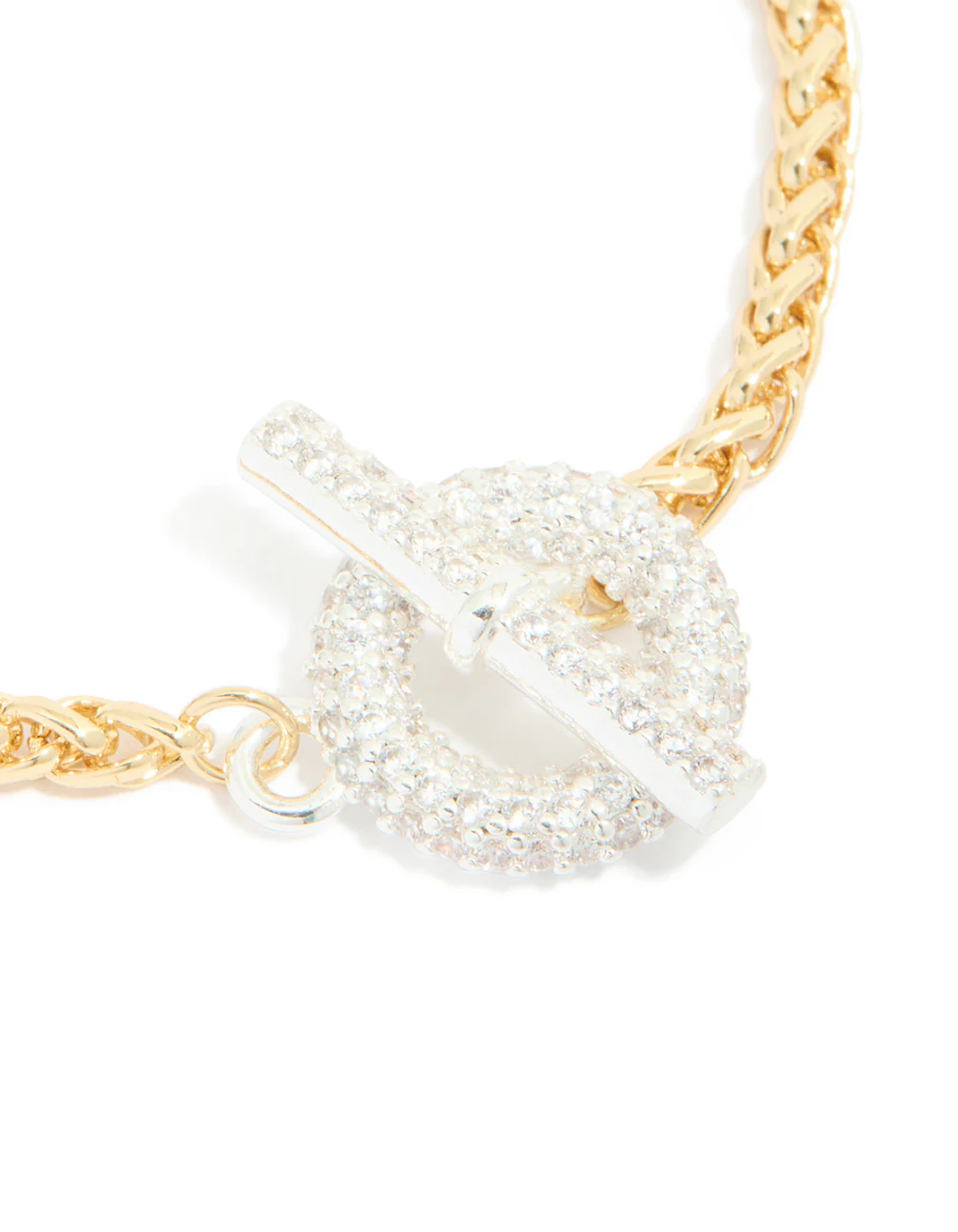 Mixed Metal Plated Cubic Zirconia T & O Chain Bracelet - Image 2