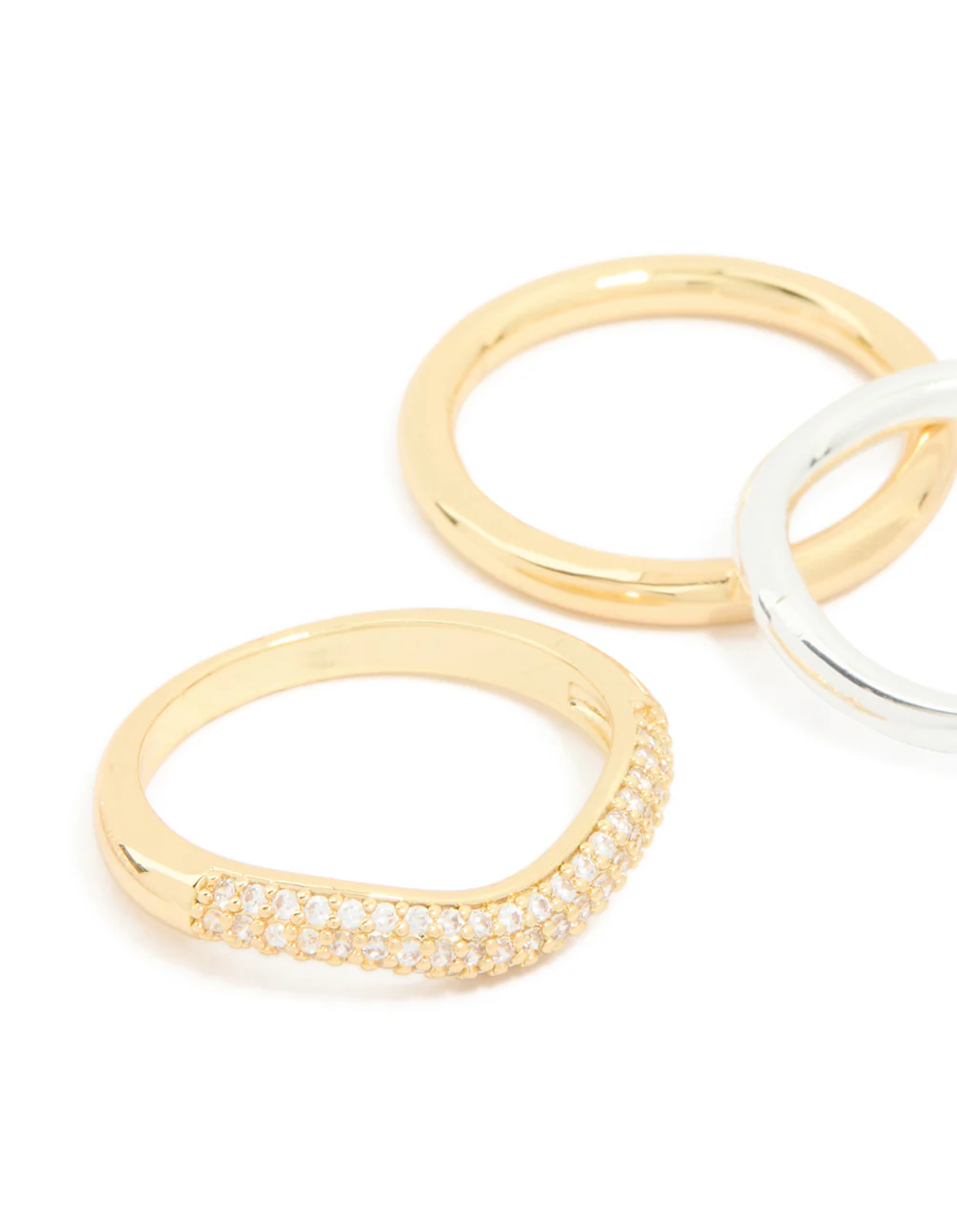 Mixed Metal Plated Cubic Zirconia Thin Rings 4-Pack - Image 2