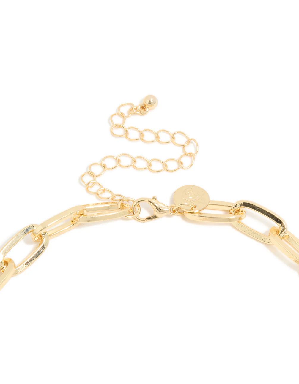 Mixed Metal Plated Diamante Carabiner Chain Necklace - Image 5