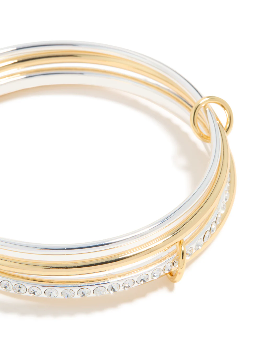 Mixed Metal Plated Diamante Rondell Linked Bangle - Image 2