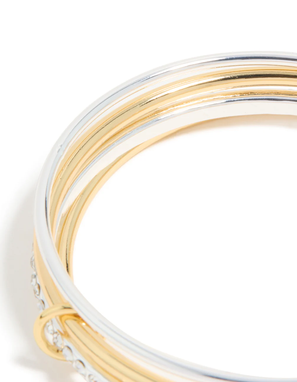 Mixed Metal Plated Diamante Rondell Linked Bangle - Image 3