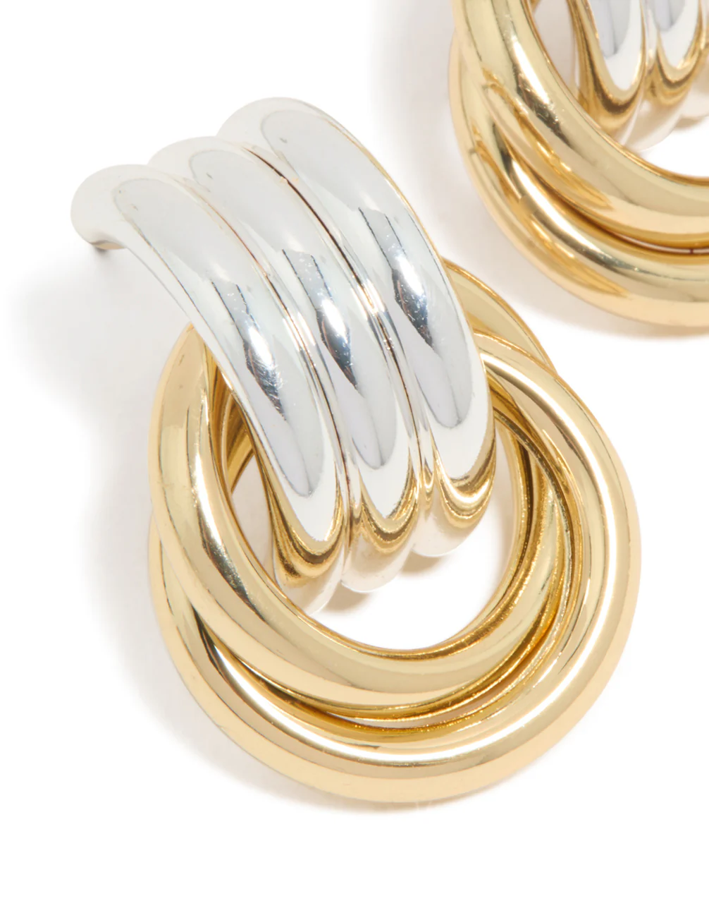 Mixed Metal Plated Doorknocker Knot Earrings - Image 4
