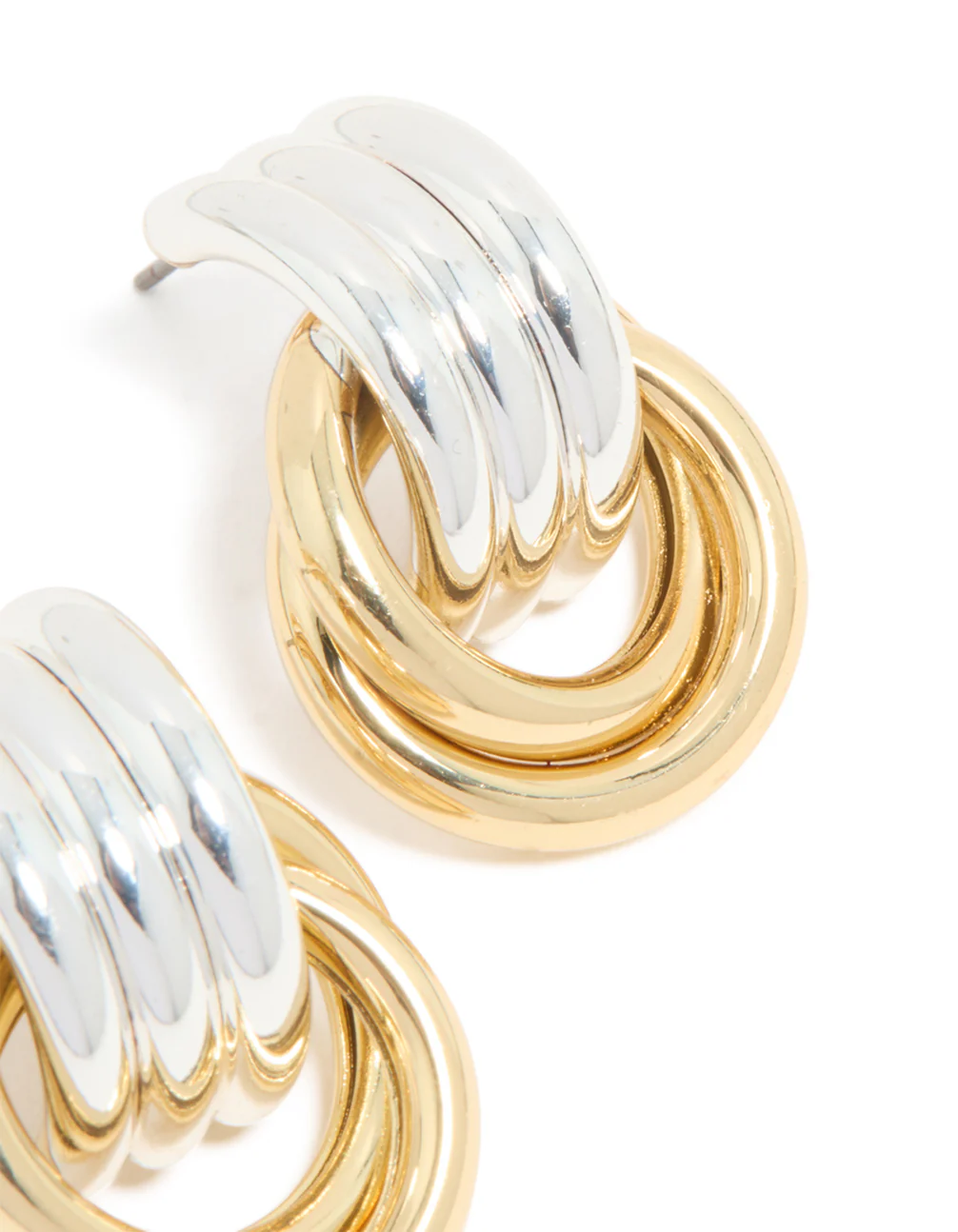 Mixed Metal Plated Doorknocker Knot Earrings - Image 5