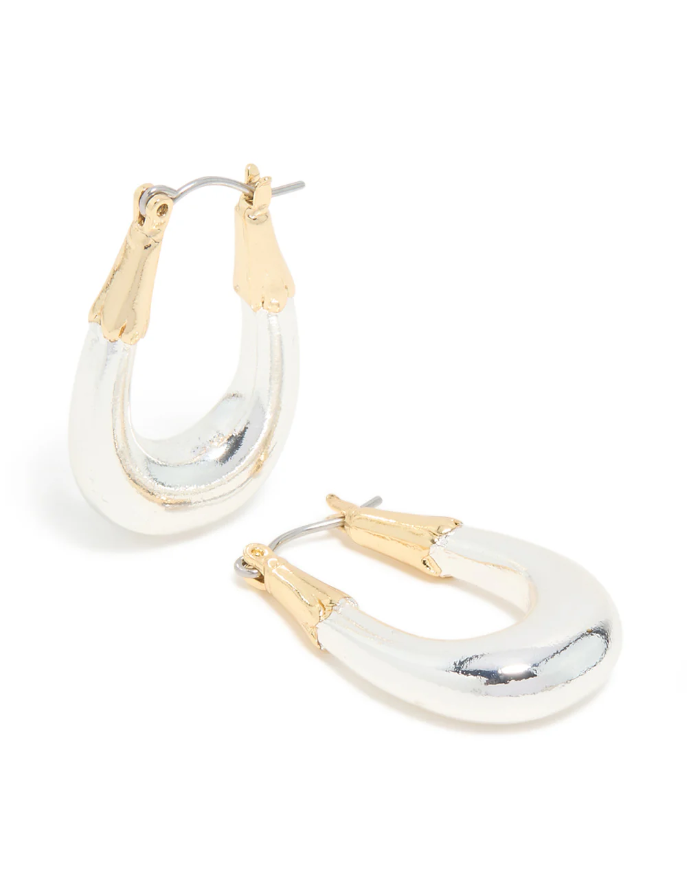 Mixed Metal Plated Graduated Oval Huggie Earrings - Image 2