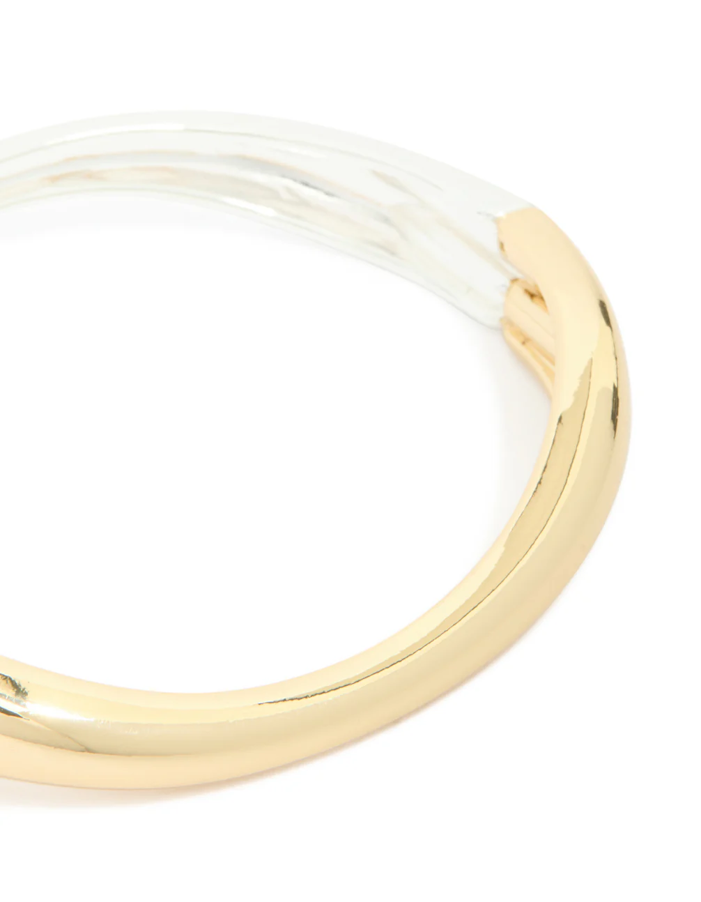 Mixed Metal Plated Half Curved Hinged Bangle - Image 2
