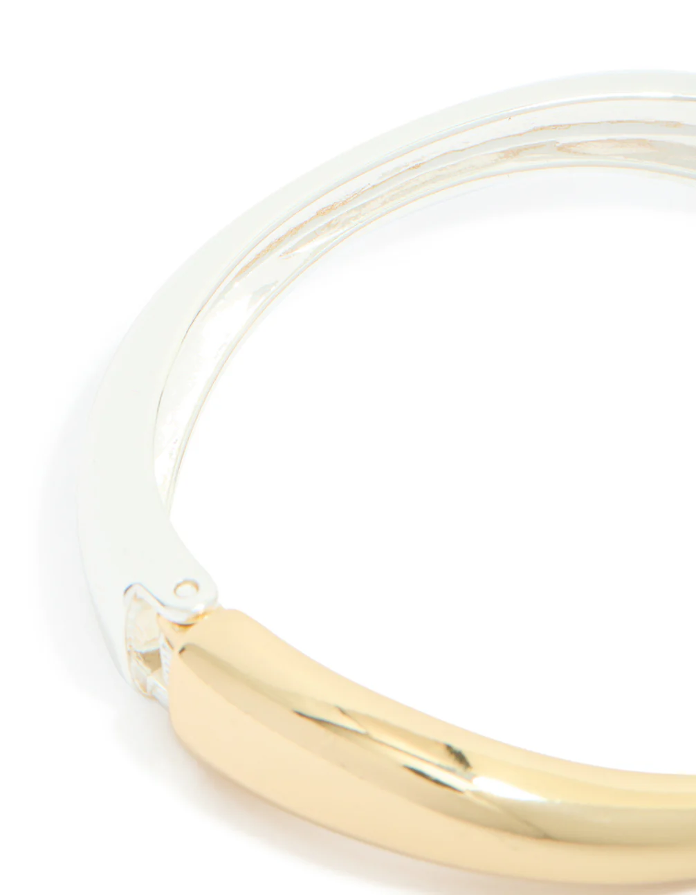 Mixed Metal Plated Half Curved Hinged Bangle - Image 3