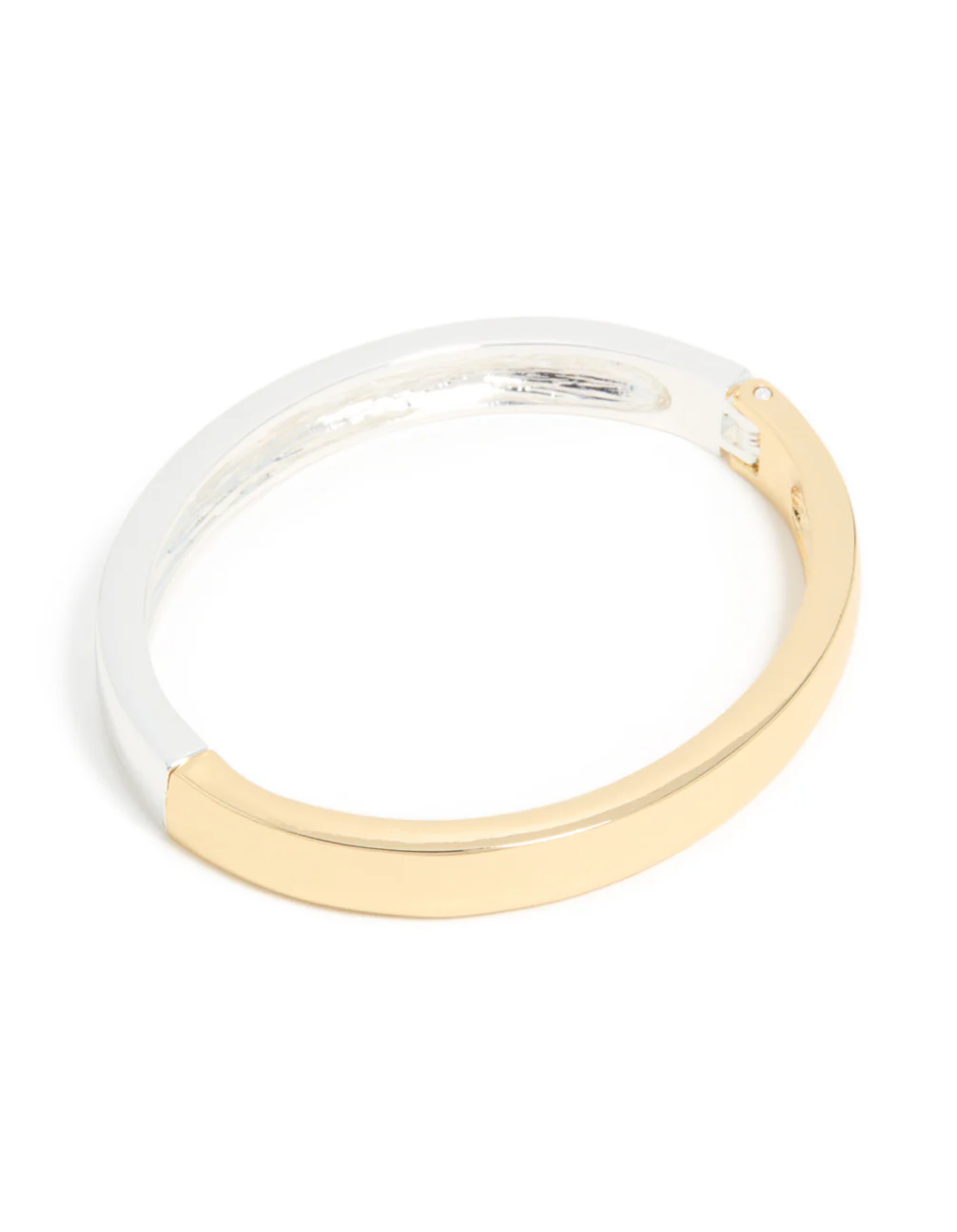 Mixed Metal Plated Half Flat Hinged Bangle - Image 2