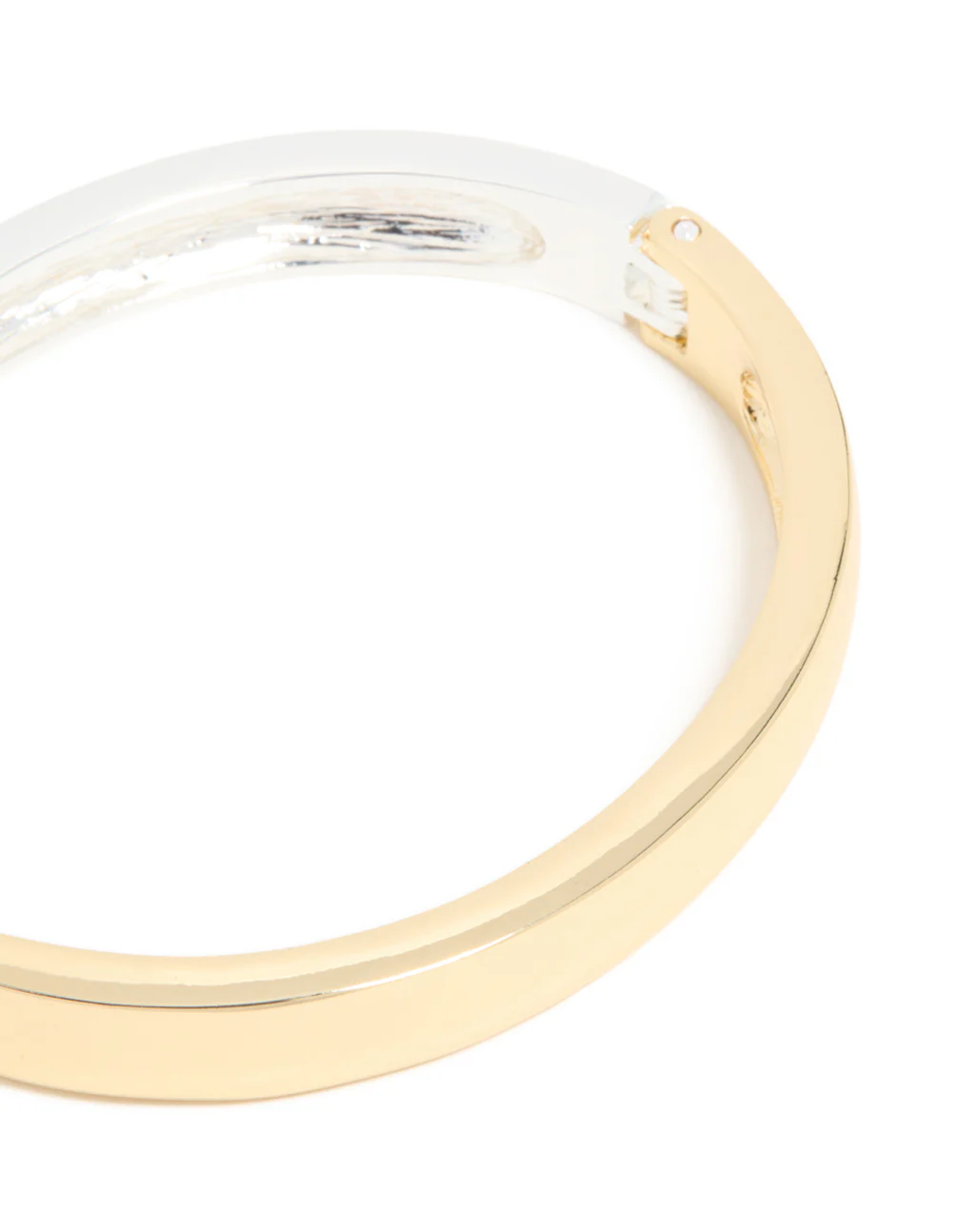 Mixed Metal Plated Half Flat Hinged Bangle - Image 4