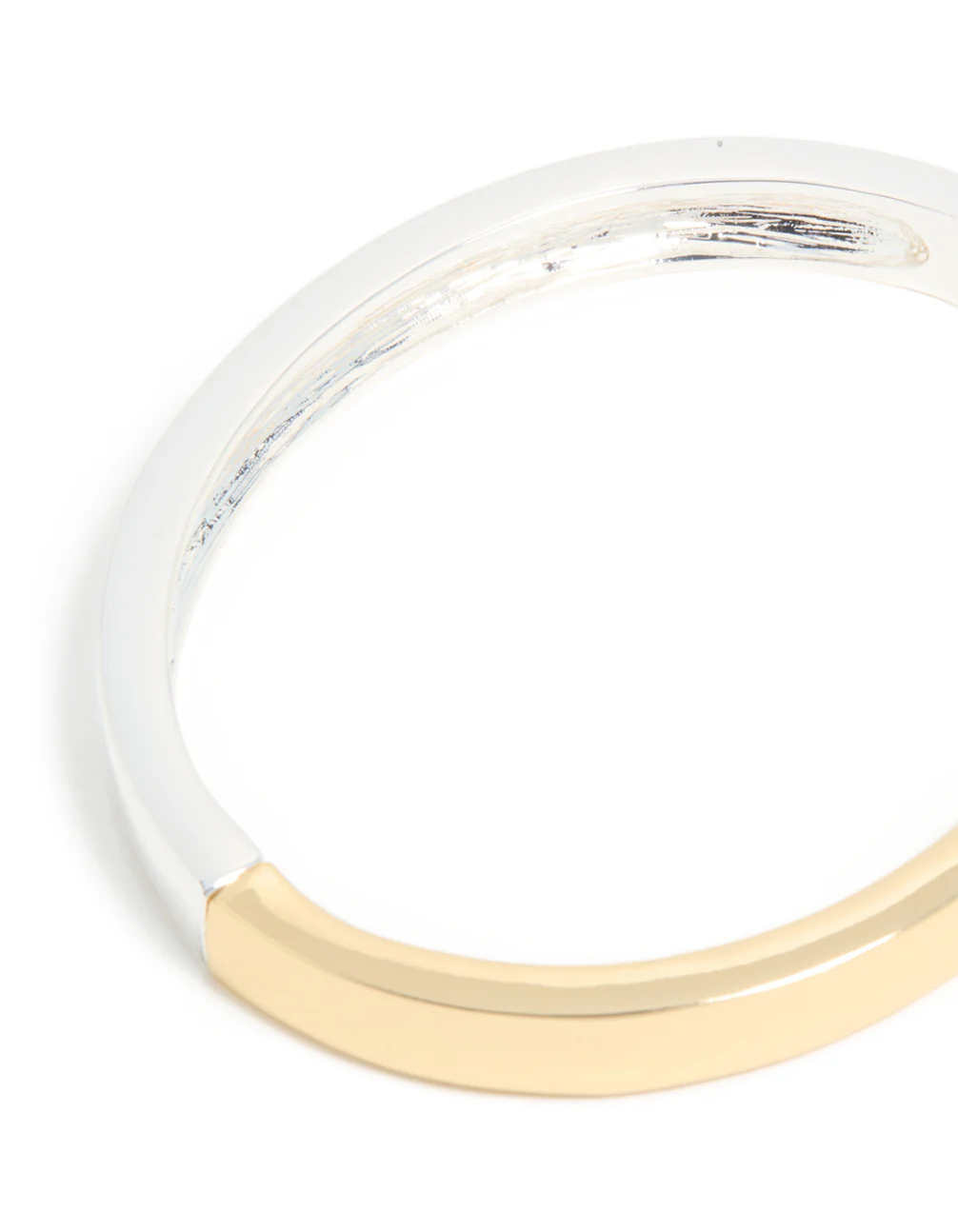 Mixed Metal Plated Half Flat Hinged Bangle - Image 5
