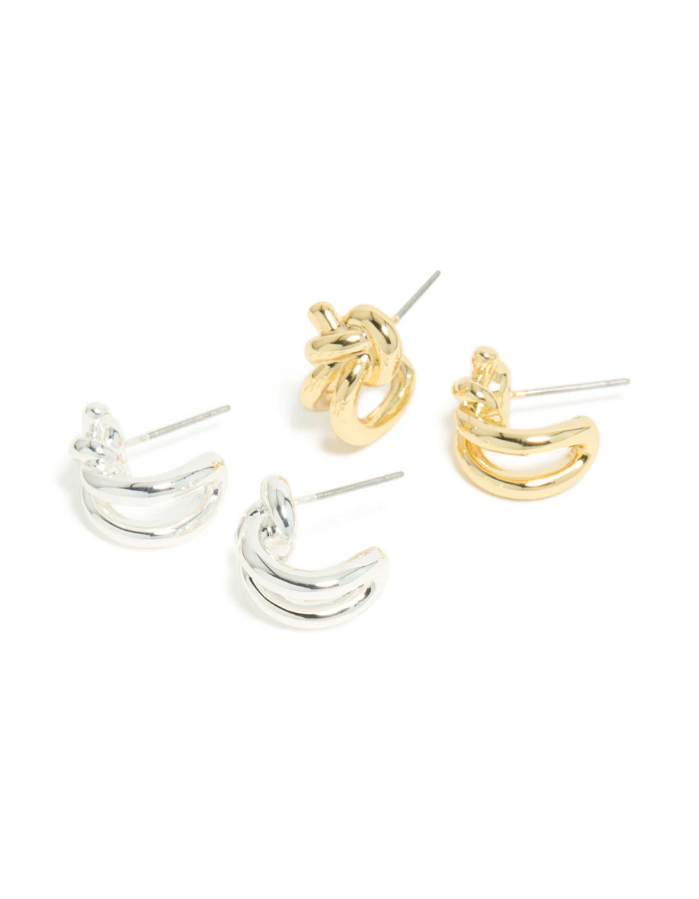 Mixed Metal Plated Knot Hoop Earrings 2 Pack - Image 2