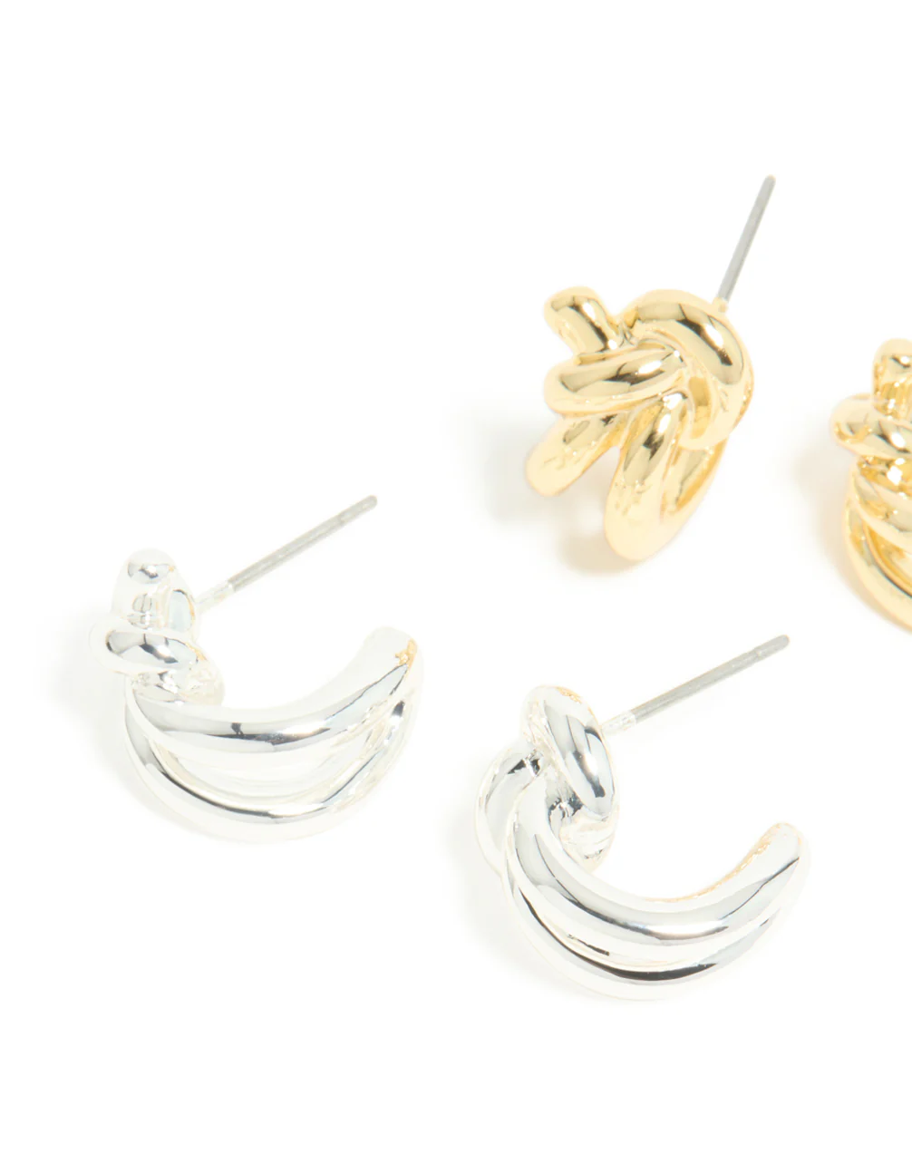 Mixed Metal Plated Knot Hoop Earrings 2 Pack - Image 4