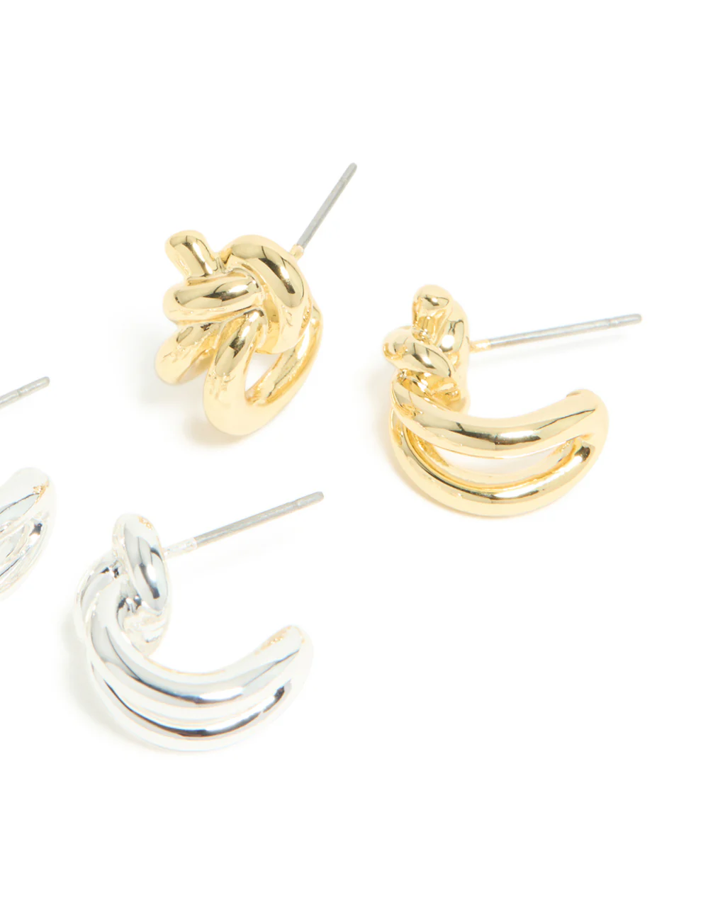 Mixed Metal Plated Knot Hoop Earrings 2 Pack - Image 5