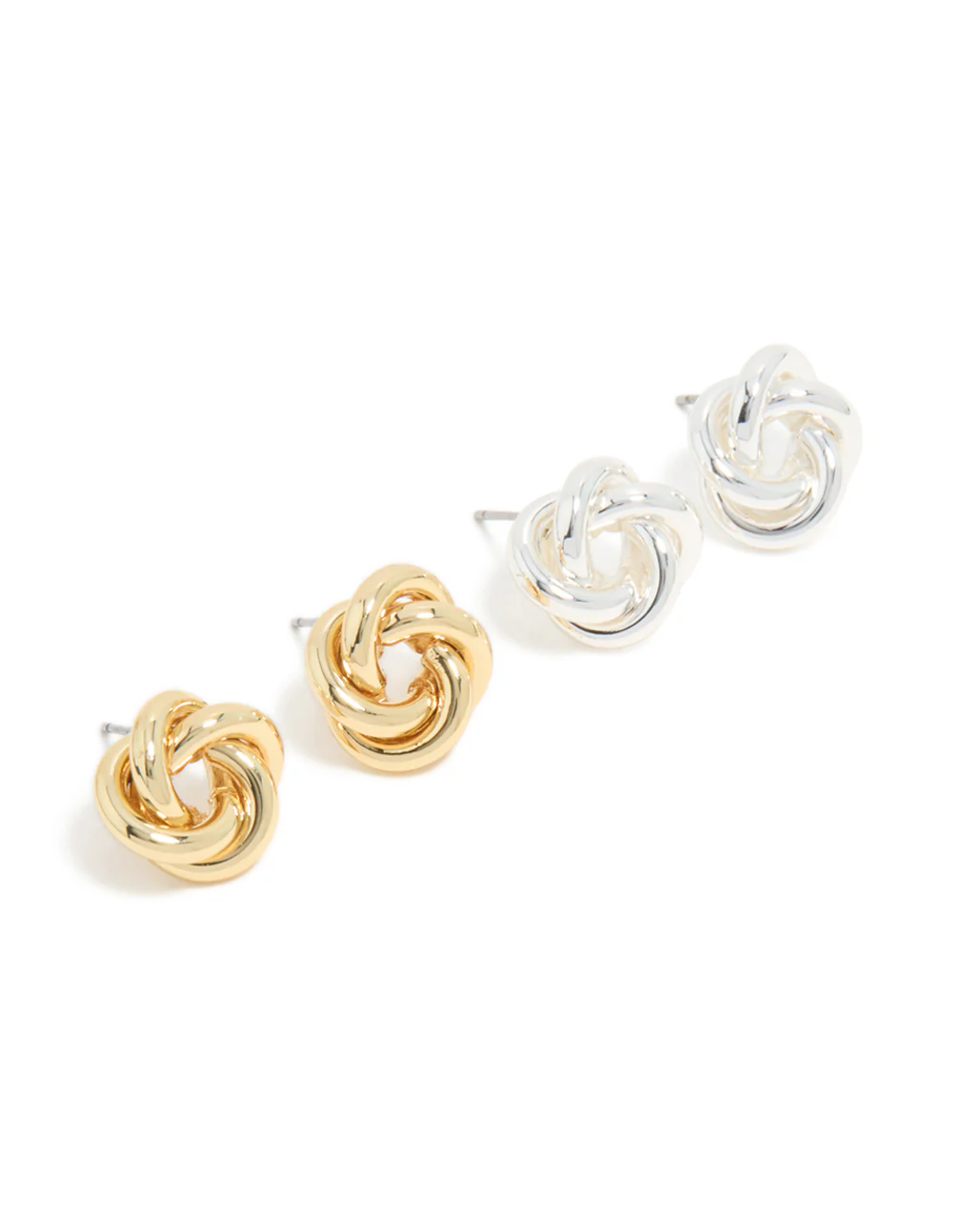 Mixed Metal Plated Knot Stud Earrings 2 Pack - Image 2