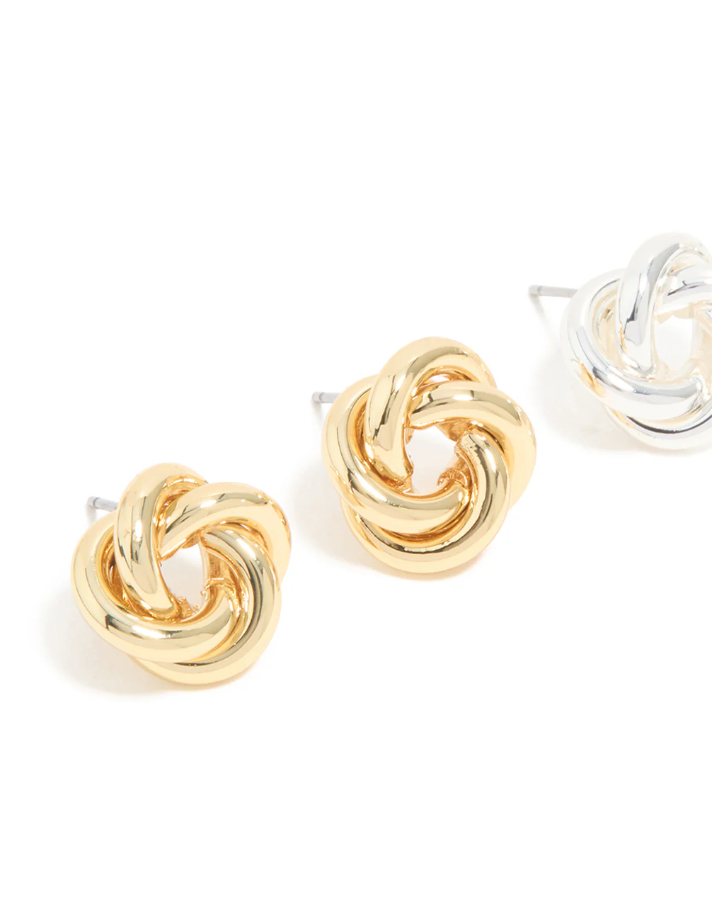 Mixed Metal Plated Knot Stud Earrings 2 Pack - Image 4