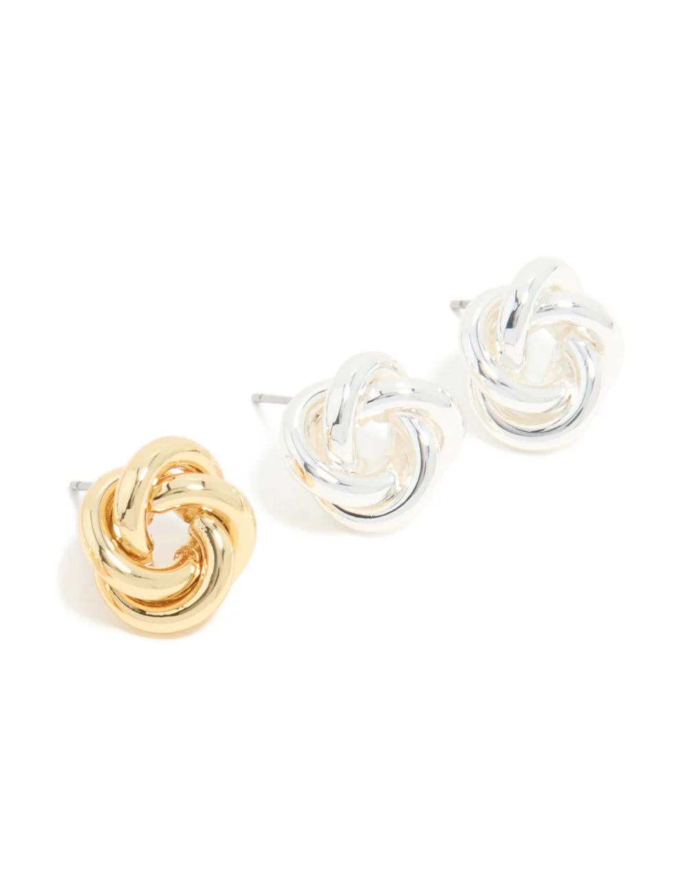 Mixed Metal Plated Knot Stud Earrings 2 Pack - Image 5