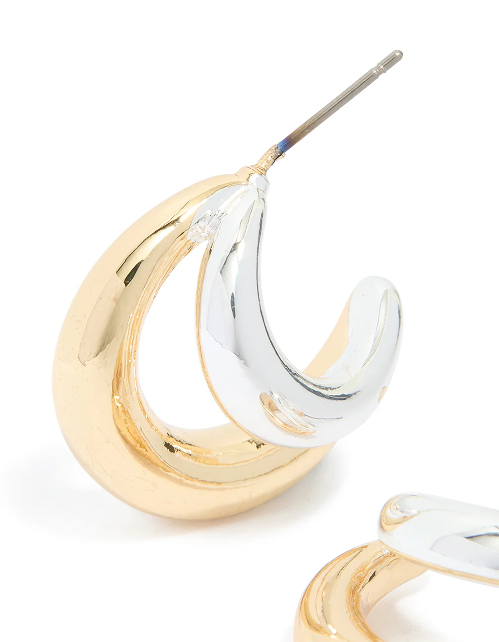 Mixed Metal Plated Large Illusion Hoop Earrings - Image 3