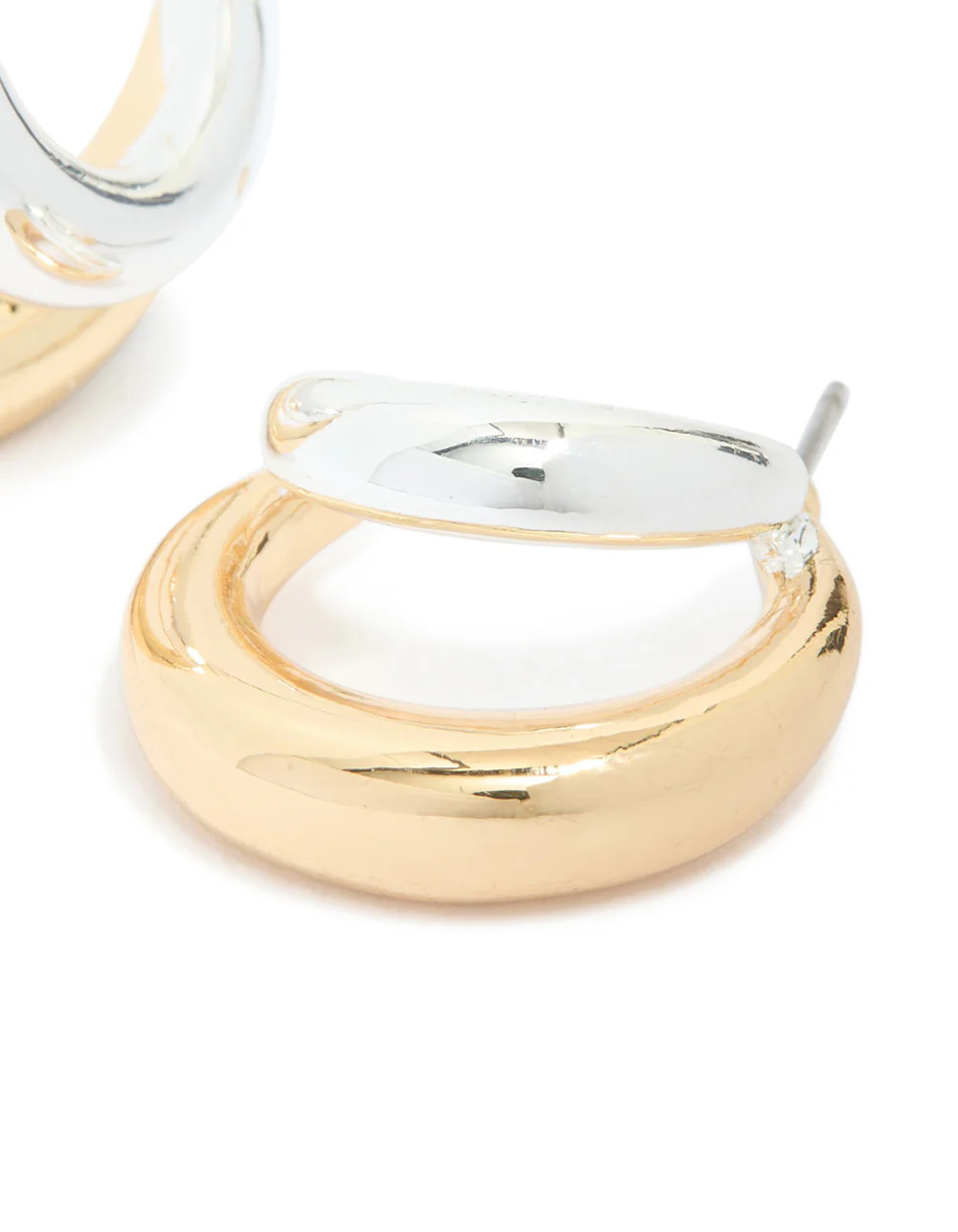 Mixed Metal Plated Large Illusion Hoop Earrings - Image 4
