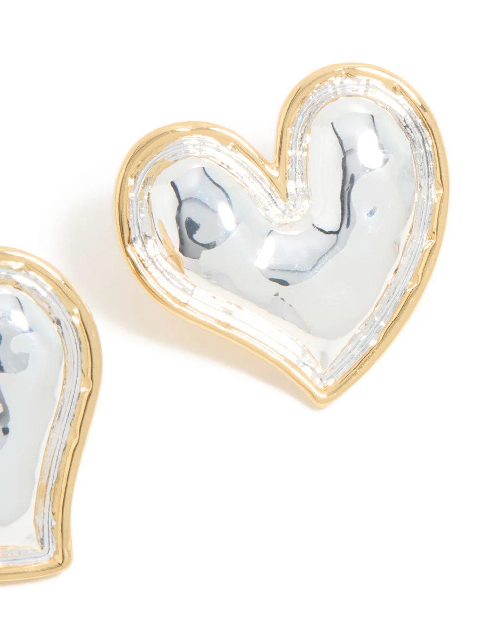 Mixed Metal Plated Large Molten Heart Stud Earrings - Image 5