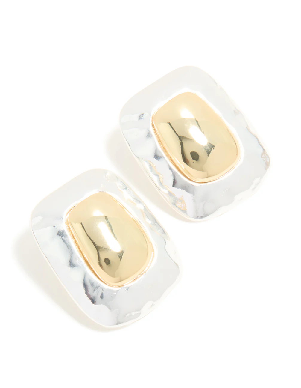 Mixed Metal Plated Large Rectangle Molten Earrings