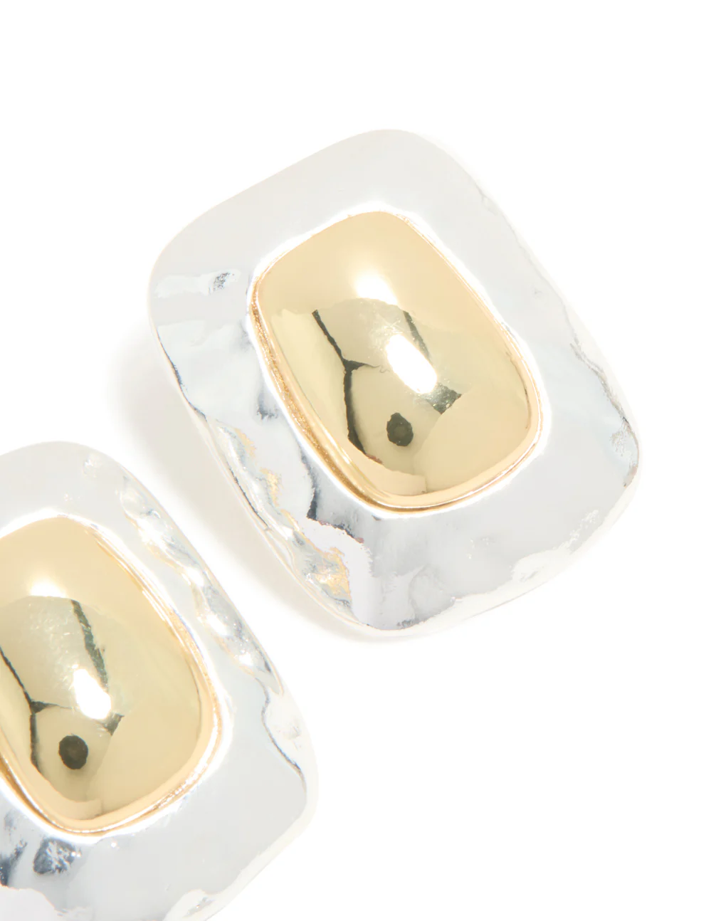 Mixed Metal Plated Large Rectangle Molten Earrings - Image 5