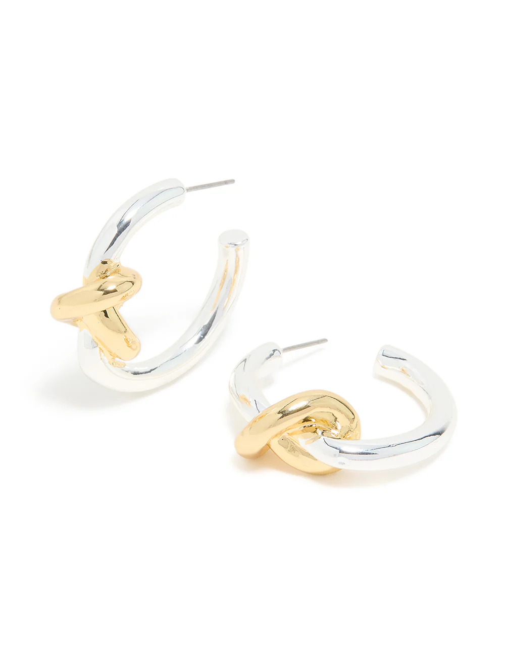 Mixed Metal Plated Large Smooth Knot Hoop Earrings - Image 2