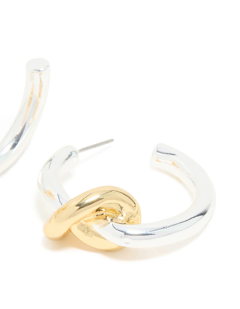 Mixed Metal Plated Large Smooth Knot Hoop Earrings - Image 5