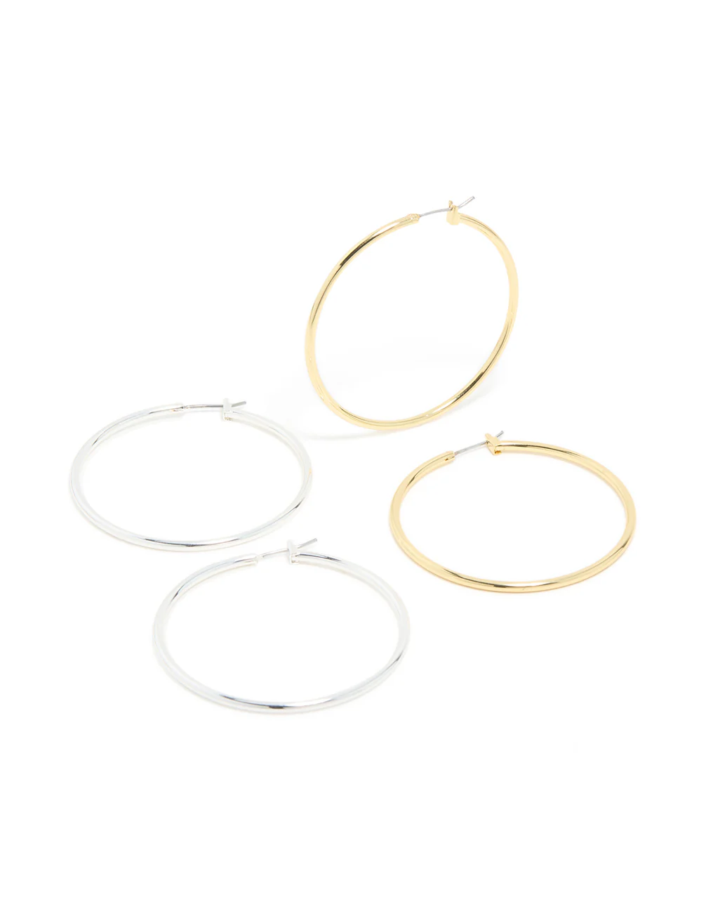 Mixed Metal Plated Large Thin Hoop Earrings 2-Pack - Image 2