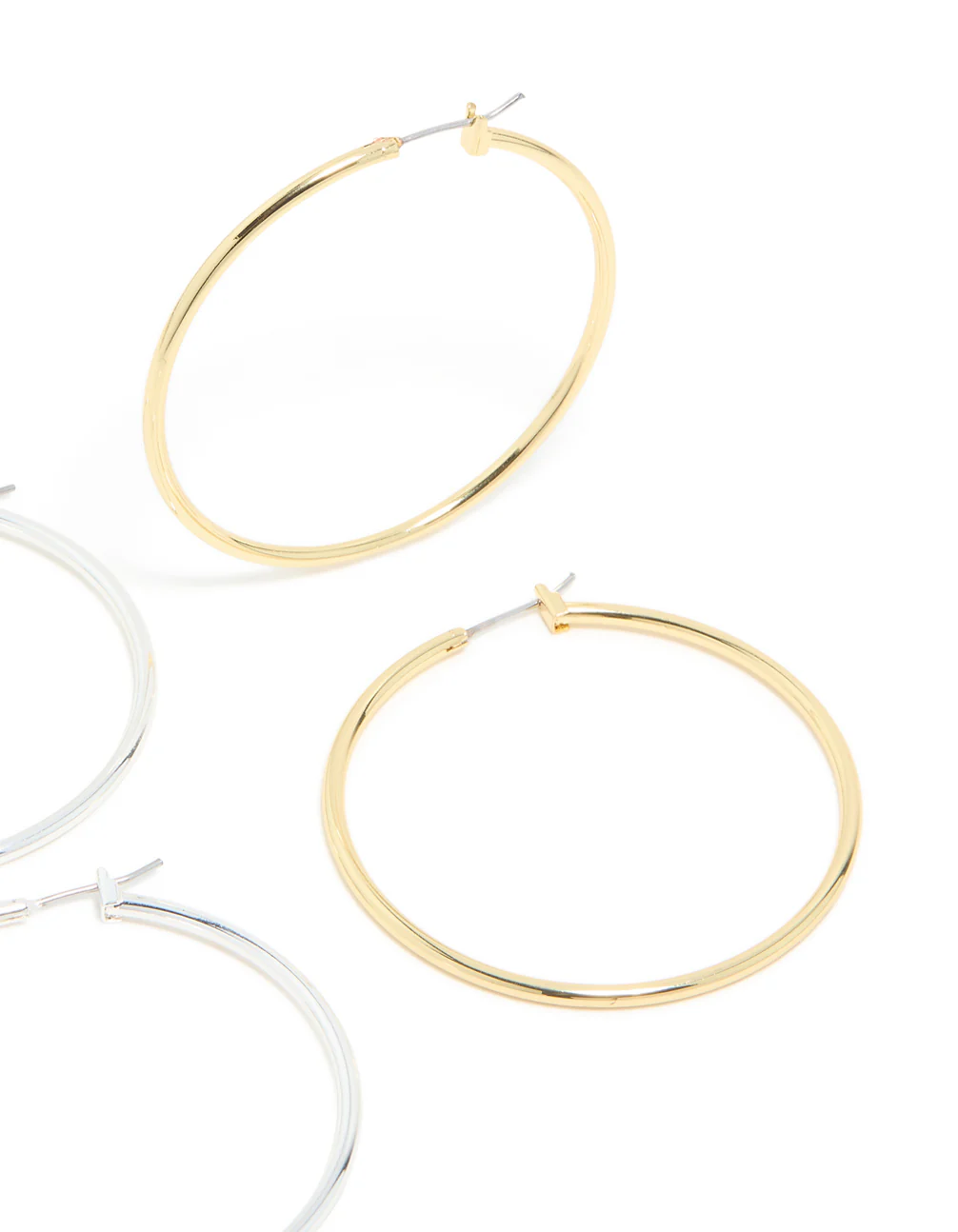 Mixed Metal Plated Large Thin Hoop Earrings 2-Pack - Image 5