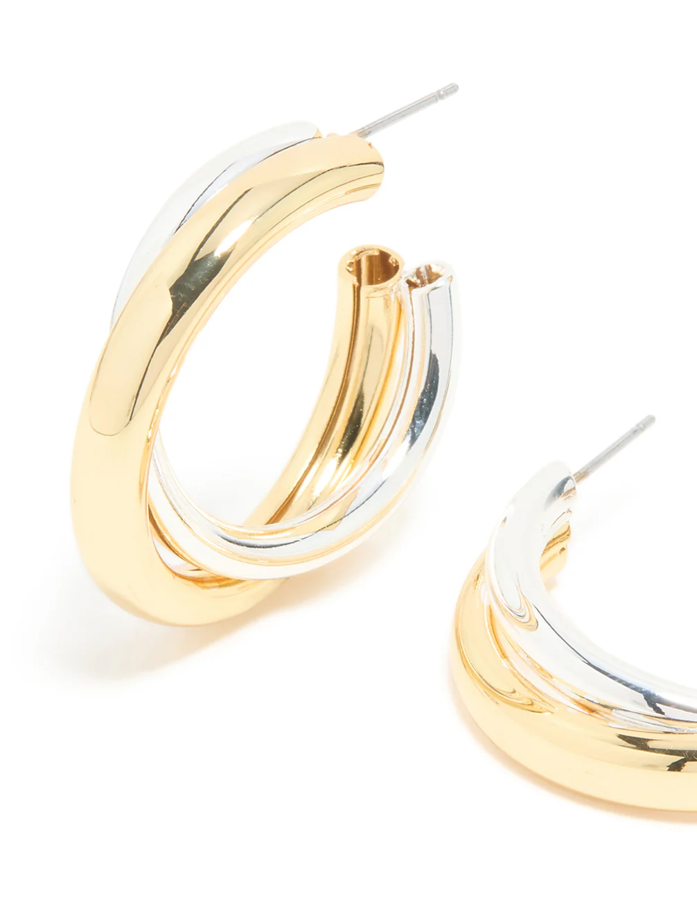Mixed Metal Plated Large Twisted Criss Cross Hoop Earrings - Image 4