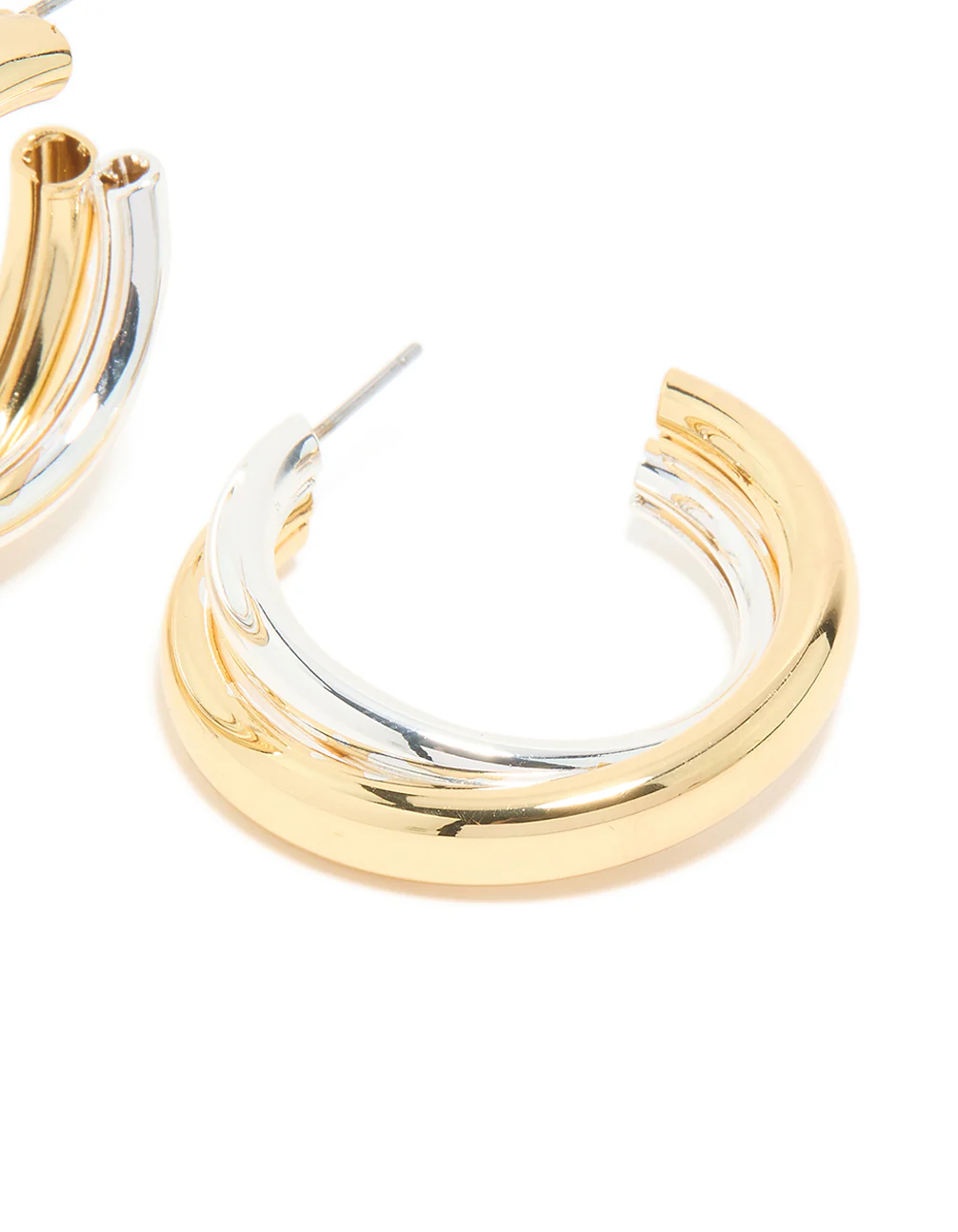 Mixed Metal Plated Large Twisted Criss Cross Hoop Earrings - Image 5