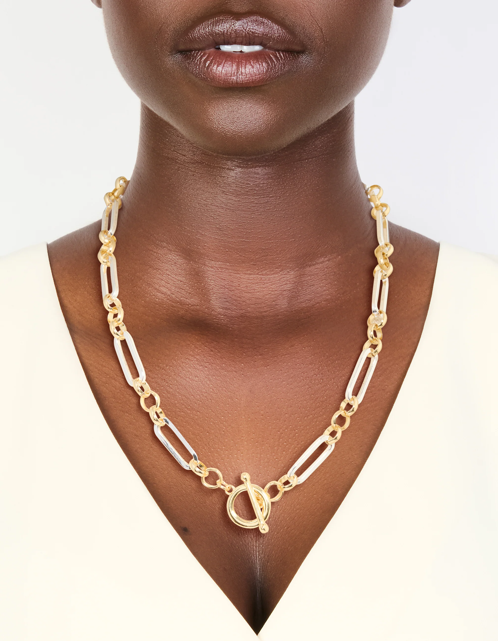 Mixed Metal Plated Link Chain Necklace