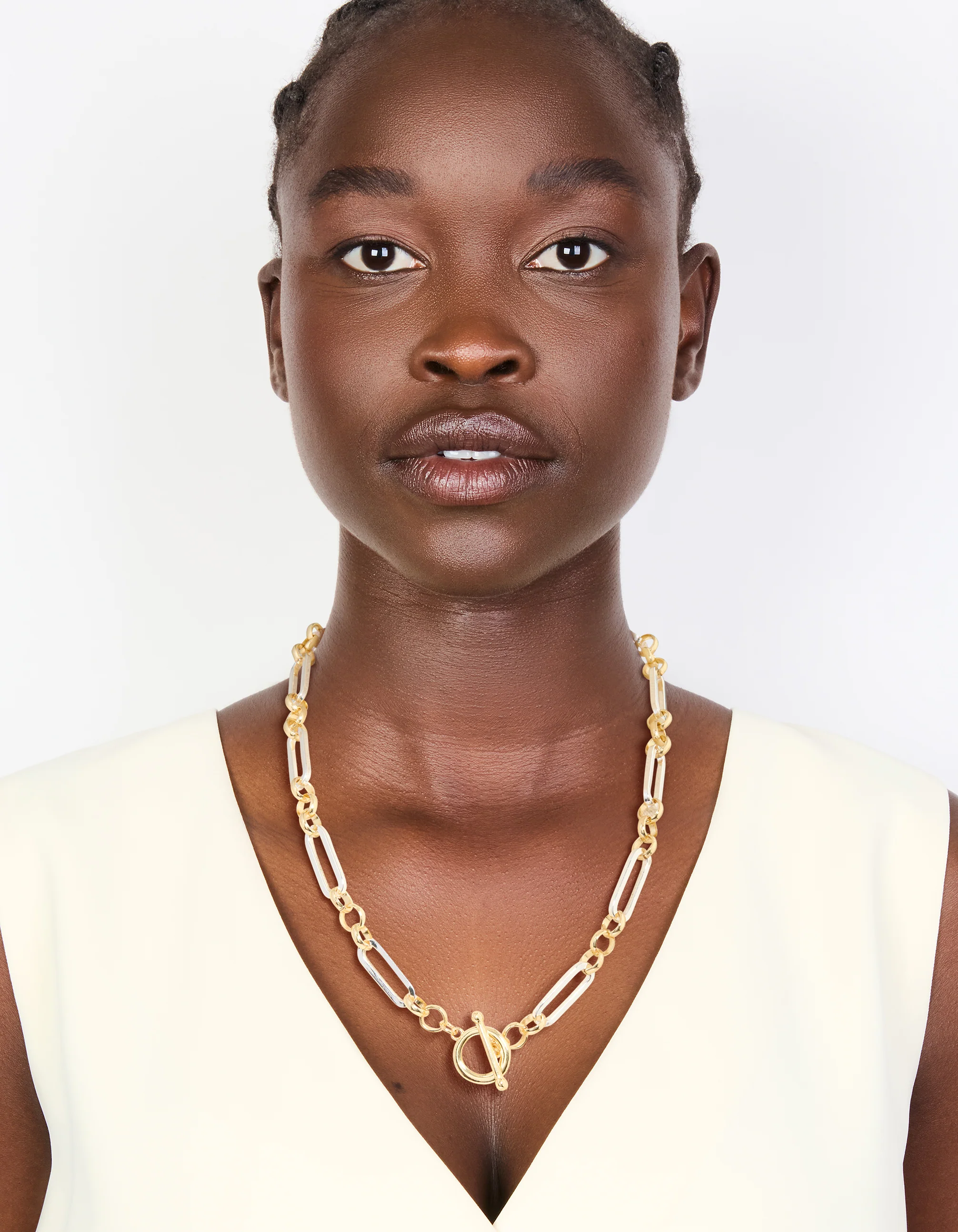 Mixed Metal Plated Link Chain Necklace - Image 3