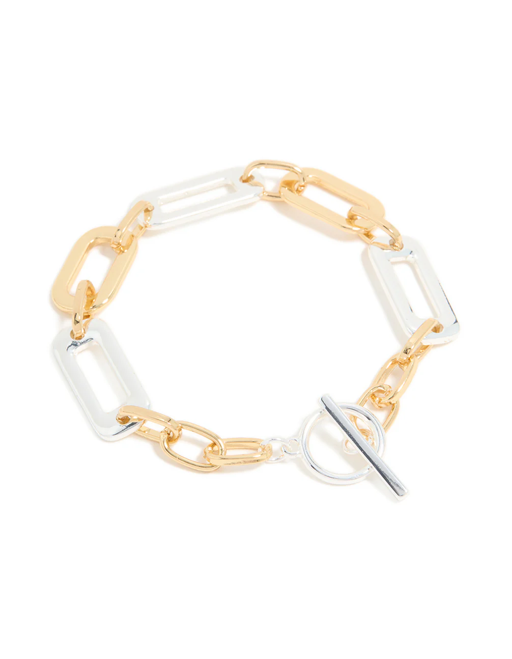 Mixed Metal Plated Link Chain T & O Bracelet - Image 2