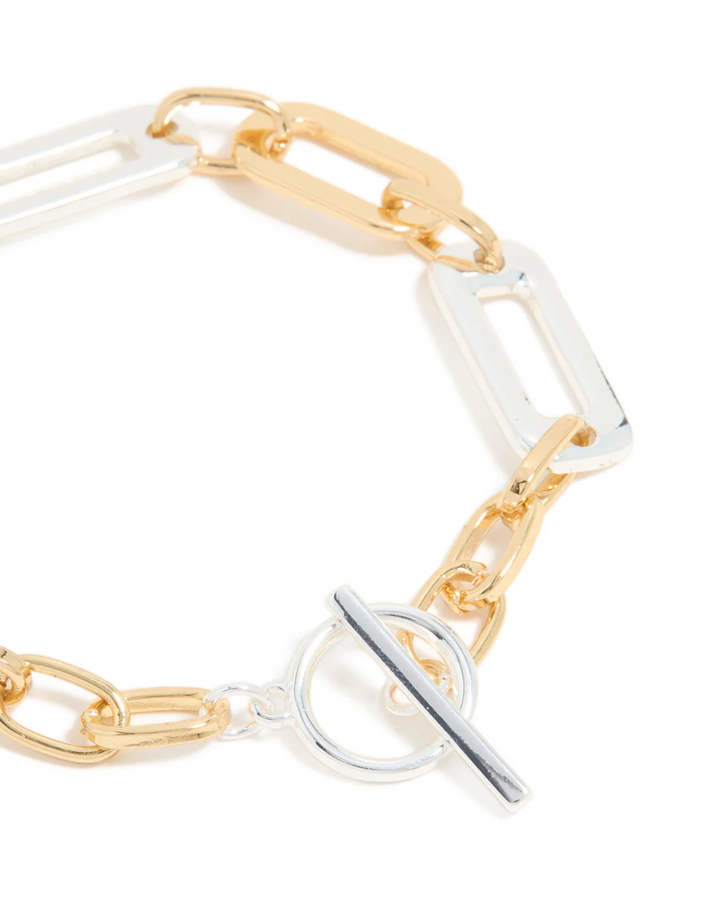Mixed Metal Plated Link Chain T & O Bracelet - Image 4