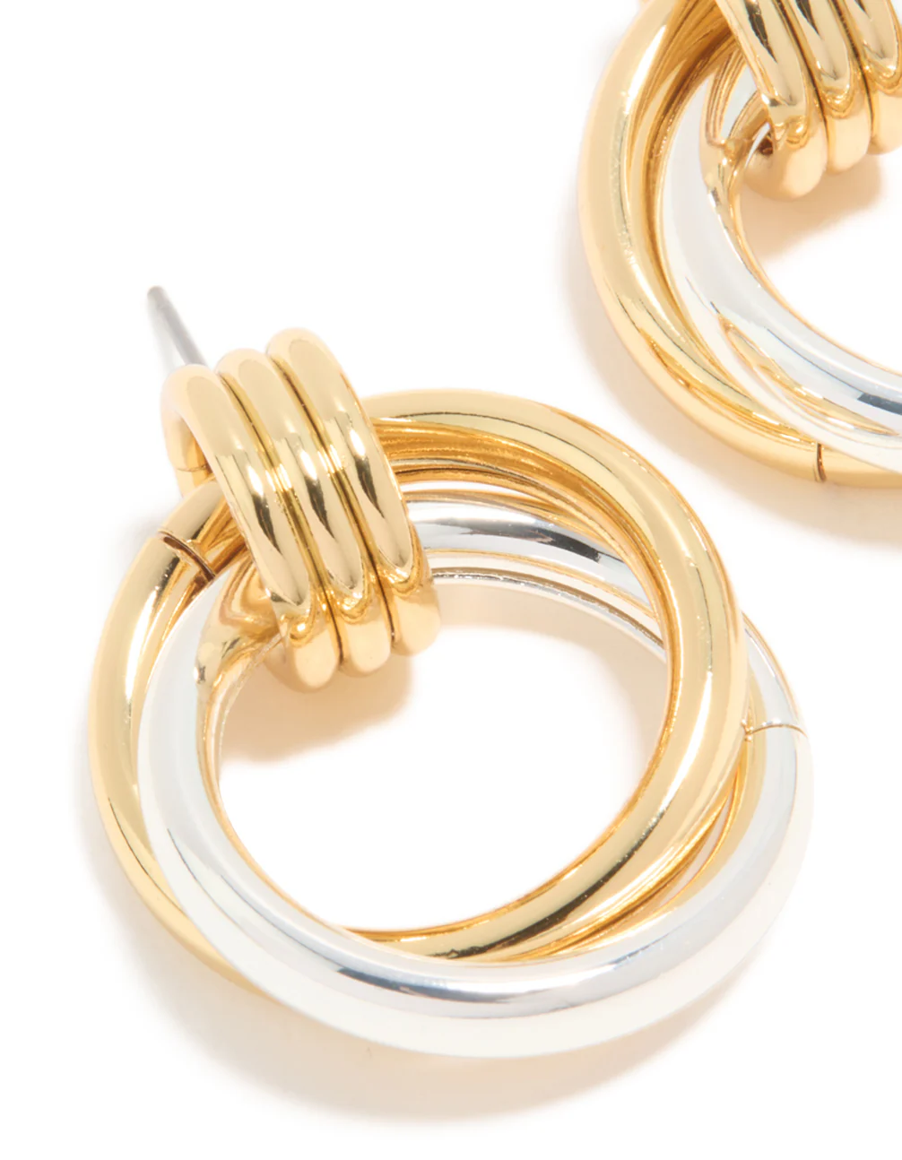Mixed Metal Plated Linked Doorknocker Hoop Earrings - Image 4